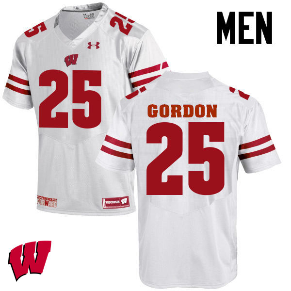 Wisconsin Badgers Men's #25 Melvin Gordon NCAA Under Armour Authentic White College Stitched Football Jersey HJ40O87JH
